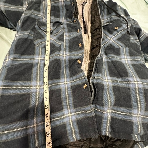 VTG Bugle Boy Dakota Plaid Quilted Lined Flannel Shirt Jacket. Zip Hoodie. Large - Picture 4 of 14